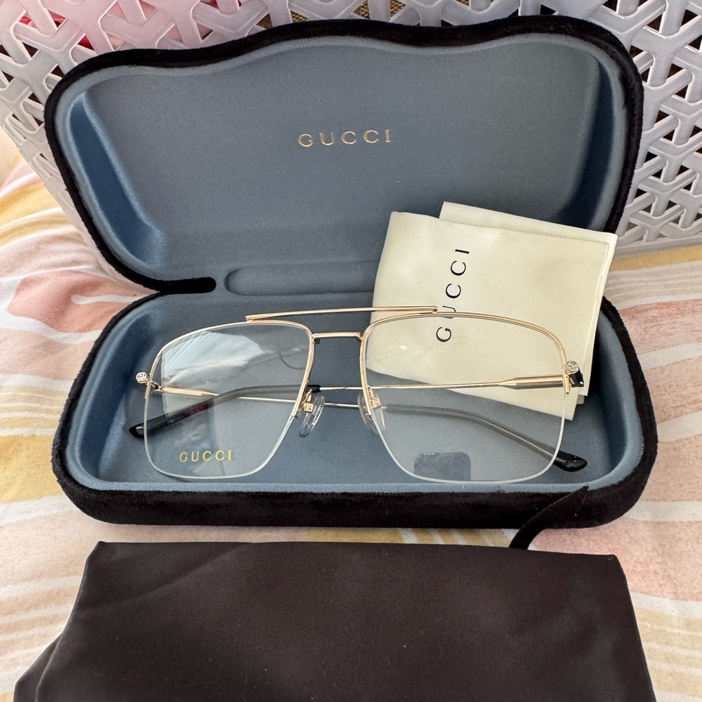 Gucci Gold Frame Glasses with Case